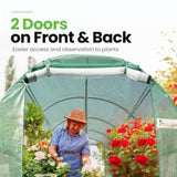 KING BIRD Premium 15x6.6x6.6FT Greenhouse for Outdoors, Large Walk-in Heavy Duty Galvanized Frame, Screen Mesh Door Window Reinforced Zipper Tunnel Hoop for Garden Plant Winter, Green