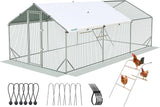 Quictent 18x9x6.6ft Large Metal Chicken Coop Run With Perch & Swing