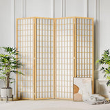 JOSTYLE 6ft Japanese Room Divider Wall, 4-Panel Shoji Privacy Screen 69" W Nature-Wood