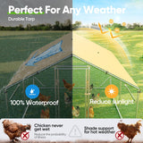 Quictent Elite Series 12x9x6.6ft Metal Chicken Coop Run with Side Hardware Cloth, Walk-in Outdoor Poultry Cage Heavy Duty Predator Proof Hen Duck Rabbit Farm House, Waterproof Anti-UV Cover