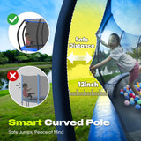 ORCC Kids Trampoline with 8-12 Added Stabilizer Bars | 1300LBS Weight Capacity 16 14FT Outdoor Yard Trampolines for Kids Adults
