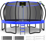ORCC 1300LBS Weight Capacity Trampoline 16 15 12FT with Basketball Hoop Water Sprinkler Spiral Ground Stakes Outdoor Yard