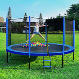 JUPA Trampoline 8FT 10FT 12FT 14FT, Outdoor Tramp with Enclosure Net, 410LBS Yard Trampoline for Kids - Recreational Anti-Rust Trampolin for Kids and Adults with Ladder
