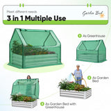 Quictent Raised Garden Bed with Cover Outdoor Galvanized Steel Planter Box Kit with Greenhouse Large Zipper Window Dual Use, 20pcs T-Type Tags & 1 Pair of Gloves Included 4x2.5x1 FT, Green