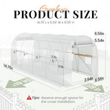 KING BIRD Premium 15x6.6x6.6FT Greenhouse for Outdoors, Large Walk-in Heavy Duty Galvanized Steel Frame, Mesh Door Screen Window Tunnel Hoop Garden Plant Winter Hot House, with Storage Shelves, White