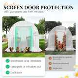 KING BIRD Premium 15x6.6x6.6FT Greenhouse for Outdoors, Large Walk-in Heavy Duty Galvanized Steel Frame, Mesh Door Screen Window Tunnel Hoop Garden Plant Winter Hot House, with Storage Shelves, White