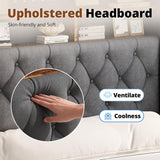 TATAGO 1000LBs Full Bed Frame with 3-Tier Hidden Storage, Upholstered Headboard Bed Frame with 2 Drawers and Charging Station, No Box Spring Needed