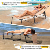 KING BIRD Tanning Chair with Face Hole, 5-Position Folding Outdoor Beach Lounge Chair for Sunbathing, Portable Reclining Chaise Lounge for Pool, Patio & Lawn, Heavy Duty 400lbs Support, Beige
