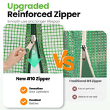 KING BIRD Premium 15x6.6x6.6FT Greenhouse for Outdoors, Large Walk-in Heavy Duty Galvanized Frame, Screen Mesh Door Window Reinforced Zipper Tunnel Hoop for Garden Plant Winter, Green