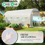 KING BIRD Premium 15x6.6x6.6FT Greenhouse for Outdoors, Large Walk-in Heavy Duty Galvanized Steel Frame, Mesh Door Screen Window Tunnel Hoop Garden Plant Winter Hot House, with Storage Shelves, White