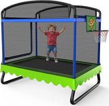 Zupapa 4x6FT Upgrade Rectangle Kids Trampoline with Safety Enclosure Net, Square Trampoline for Toddlers Ages 3-6
