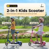 Zupapa Electric Scooter with Seat for Kids Ages 6-12, 6" Pneumatic Tire, Up to 10 mph and 70 min Ride Time, for Riders up to 155 lbs, Removable Seat 2 Riding Styles Pink