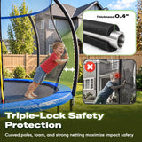 Outdoor Trampoline with Net for Kids 8FT 10FT 12FT 14FT 15FT 16FT 1200LBS Weight Capacity, Kids Trampoline with Non-Slip Ladder and Gloves, Recreational Backyard Large Tramp for Kids & Adults