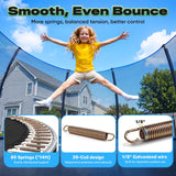 Outdoor Trampoline with Net for Kids 8FT 10FT 12FT 14FT 15FT 16FT 1200LBS Weight Capacity, Kids Trampoline with Non-Slip Ladder and Gloves, Recreational Backyard Large Tramp for Kids & Adults
