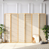 JOSTYLE 6ft Japanese Room Divider Wall, 6-Panel Shoji Privacy Screen 104" W Nature-Wood