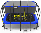 Zupapa Square Rectangle Trampoline 2000LBS Capacity No-Gap Design 14X14FT Outdoor Trampoline with Safety Net, Non-Slip Ladder Perfect for Backyard Fun