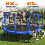 Zupapa 1600LBS No-Gap Design 16 15 14FT Trampoline with Net and Ladder
