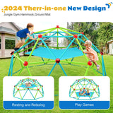Zupapa Climbing Dome with Hammock, Supports up to 1000lbs Jungle Gym,10FT Dome Climber with Hammock for Kids 3 to 10 Outdoor Play Equipment Cayn+green