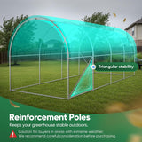 Quictent Premium Greenhouse for Outdoors, 15x7x7 FT Portable Walk-in Heavy Duty Frame Large Garden Plant Hot Outside Hoop House, 6 Ventilated Screen Window and Zipper Screen Door, Green