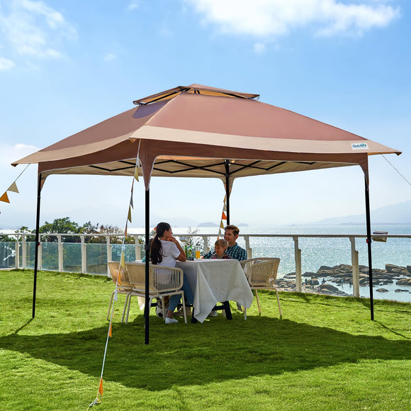 Quictent 12'x12' Outdoor Pop up Canopy Tent, 420D Oxford Fabric, SPF50 + Sun Protection, Easy Setup Gazebos Ideal for Backyard & Camping