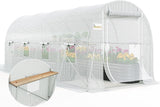 KING BIRD Premium 15x6.6x6.6FT Greenhouse for Outdoors, Large Walk-in Heavy Duty Galvanized Steel Frame, Mesh Door Screen Window Tunnel Hoop Garden Plant Winter Hot House, with Storage Shelves, White