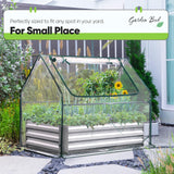 Quictent Raised Garden Bed with Cover Outdoor Galvanized Steel Planter Box Kit with Greenhouse Large Zipper Window Dual Use, 20pcs T-Type Tags & 1 Pair of Gloves Included 4x2.5x1 FT, Clear