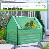 Quictent Raised Garden Bed with Cover Outdoor Galvanized Steel Planter Box Kit with Greenhouse Large Zipper Window Dual Use, 20pcs T-Type Tags & 1 Pair of Gloves Included 4x2.5x1 FT, Green