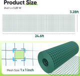 Quictent 3.3 x 25 FT Hardware Cloth for Chicken Coop, 1 inch 20 Gauge Dark Green Vinyl Coated Chicken Wire Mesh, Predator Proof Chicken Fence, Garden Netting