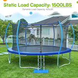Zupapa 1500LBS Weight Capacity No-Gap Design 15 14FT Trampoline for Kids with Safety Enclosure Net Outdoor Backyards Trampolines with Non-Slip Ladder for Children Adults Family