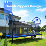 Rectangle Trampoline Basketball Hoop 10x17FT 9X15FT 8X14FT 1500LBS Weight Capacity Outdoor Square Gymnastics Trampolines for Kids Adults