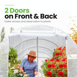 KING BIRD Premium 15x6.6x6.6FT Greenhouse for Outdoors, Large Walk-in Heavy Duty Galvanized Frame, Screen Mesh Door Window Reinforced Zipper Tunnel Hoop for Garden Plant Winter, White