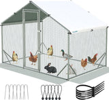 Quictent Large Metal Chicken Coop Run for 10+ Poultry with Side Hardware Cloth, 6x9FT