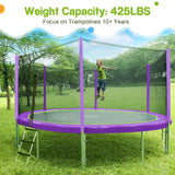 Zupapa 1500LBS Weight Capacity No-Gap Design 16 15 14 12FT Trampoline for Kids with Safety Enclosure Net Outdoor Backyards Trampolines with Non-Slip Ladder for Children Adults Family
