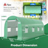 Quictent Premium Greenhouse for Outdoors, 15x7x7 FT Portable Walk-in Heavy Duty Frame Large Garden Plant Hot Outside Hoop House, 6 Ventilated Screen Window and Zipper Screen Door, Green