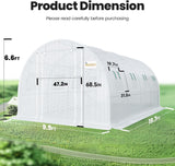 KING BIRD Premium 20x10x6.6FT Large Walk-in Greenhouse for Outdoors, Heavy Duty Galvanized Steel Frame, White