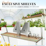 KING BIRD Premium 15x6.6x6.6FT Greenhouse for Outdoors, Large Walk-in Heavy Duty Galvanized Steel Frame, Mesh Door Screen Window Tunnel Hoop Garden Plant Winter Hot House, with Storage Shelves, White