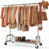 HOKEEPER Clothing Racks for Hanging Clothes Rack Heavy Duty Garment Rack, Portable Clothes Rack with Lockable Wheels, Adjustable Clothing Rack for Bedroom, Living Room
