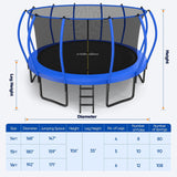 Zupapa 1600LBS No-Gap Design 16 15 14FT Trampoline with Net and Ladder