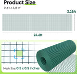 Quictent 3.3 x 25 FT Hardware Cloth for Chicken Coop, 1/2 inch 20 Gauge Dark Green Vinyl Coated Chicken Wire Mesh, Predator Proof Chicken Fence, Garden Netting