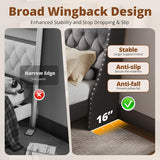 TATAGO 900LBs Twin Bed Frame with 3-Tier Hidden Storage, Upholstered Headboard Bed Frame with Drawer and Charging Station, No Box Spring Needed