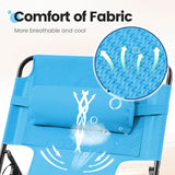 KING BIRD Tanning Chair with Face Hole, 5-Position Folding Outdoor Beach Lounge Chair for Sunbathing, Portable Reclining Chaise Lounge for Pool, Patio & Lawn, Heavy Duty 400lbs Support, Blue