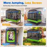 Zupapa 4x6FT Upgrade Rectangle Kids Trampoline with Safety Enclosure Net, Square Trampoline for Toddlers Ages 3-6