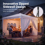 Quictent 10x10 Pop Up Canopy Tent with 3 Sidewalls | Instant Setup Gazebo for 1 Person, White