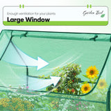 Quictent Raised Garden Bed with Cover Outdoor Galvanized Steel Planter Box Kit with Greenhouse Large Zipper Window Dual Use, 20pcs T-Type Tags & 1 Pair of Gloves Included 4x2.5x1 FT, Green