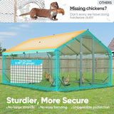 Quictent Elite Series 12x9x6.6ft Metal Chicken Coop Run with Side Hardware Cloth, Walk-in Outdoor Poultry Cage Heavy Duty Predator Proof Hen Duck Rabbit Farm House, Waterproof Anti-UV Cover