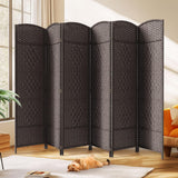 JOSTYLE Rattan Room Divider, 6-Panel Folding Privacy Screen 6ft. Extra Wide