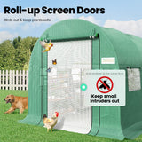 KING BIRD Premium 15x6.6x6.6FT Greenhouse for Outdoors, Large Walk-in Heavy Duty Galvanized Frame, Screen Mesh Door Window Reinforced Zipper Tunnel Hoop for Garden Plant Winter, Green