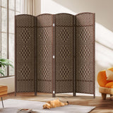 JOSTYLE Rattan Room Divider, 4-Panel Folding Privacy Screen 6ft. Extra Wide