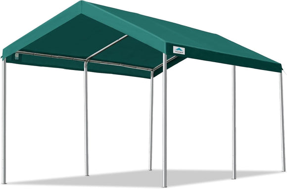 ADVANCE OUTDOOR 10x15 ft Carports Heavy Duty Car Canopy Garage Party Tent Boat Shelter, Adjustable Height from 9.5 ft to 11 ft, Green