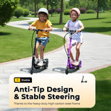 Zupapa Electric Scooter with Seat for Kids Ages 8-12, Riders up to 155 lbs, Removable Seat 2 Riding Styles, Black
